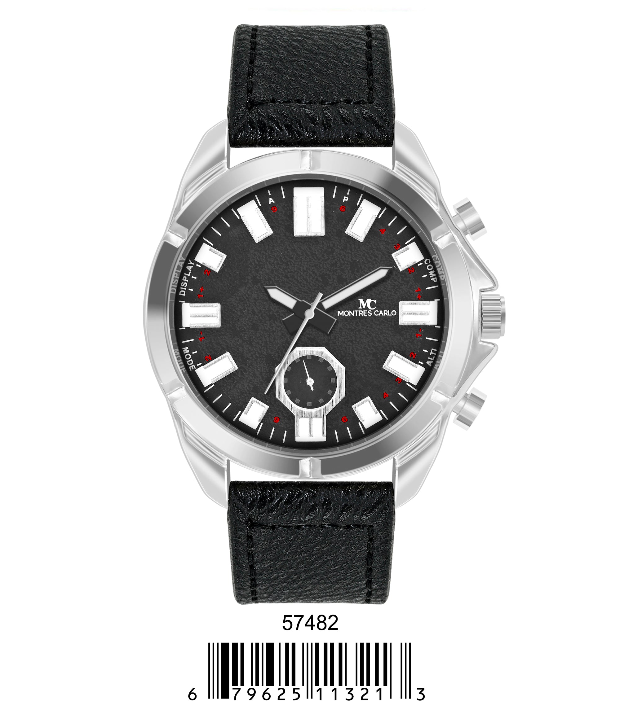 5748-Montres Carlo Faux Leather Band Watch
