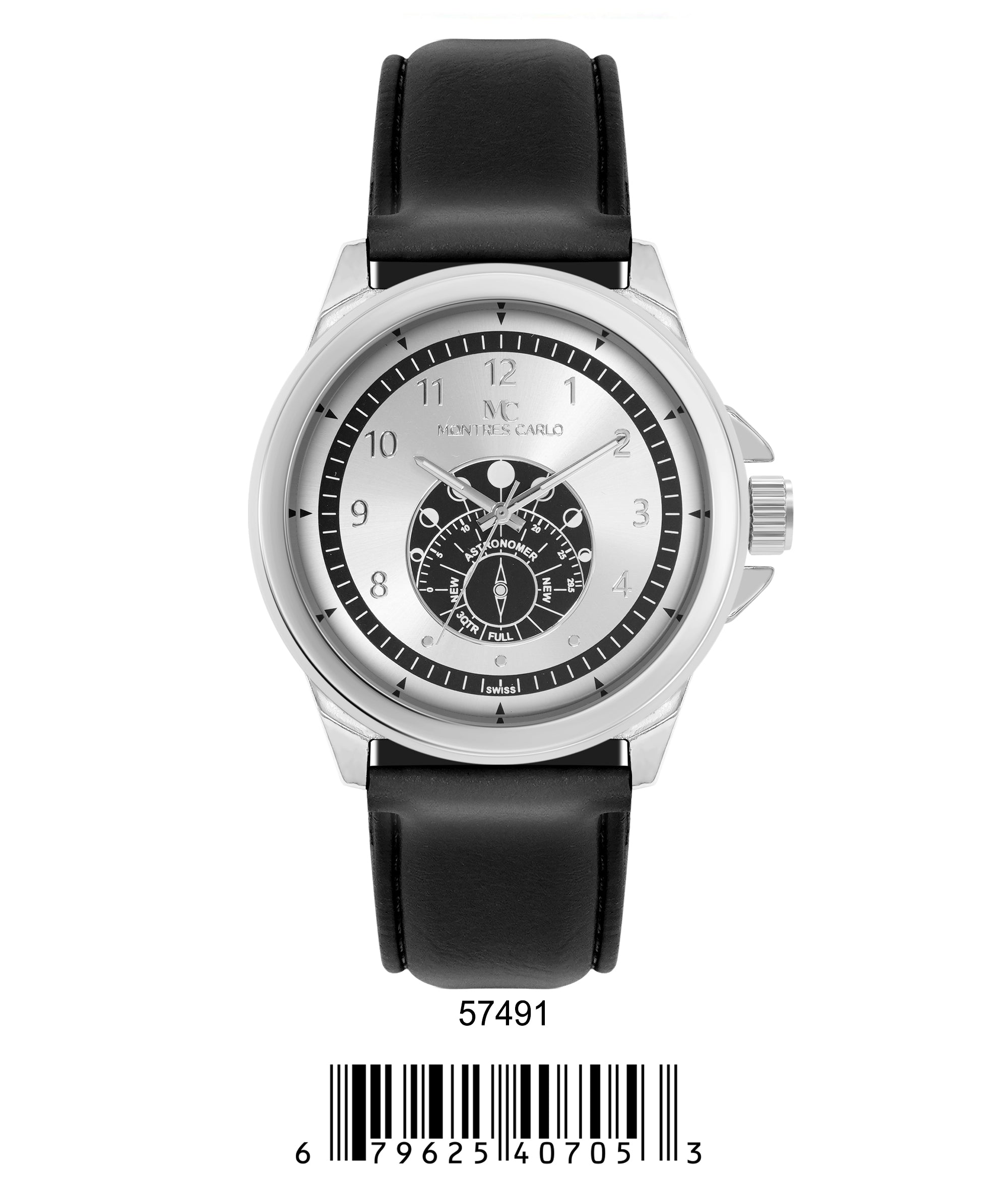 5749-Montres Carlo Faux Leather Band Watch