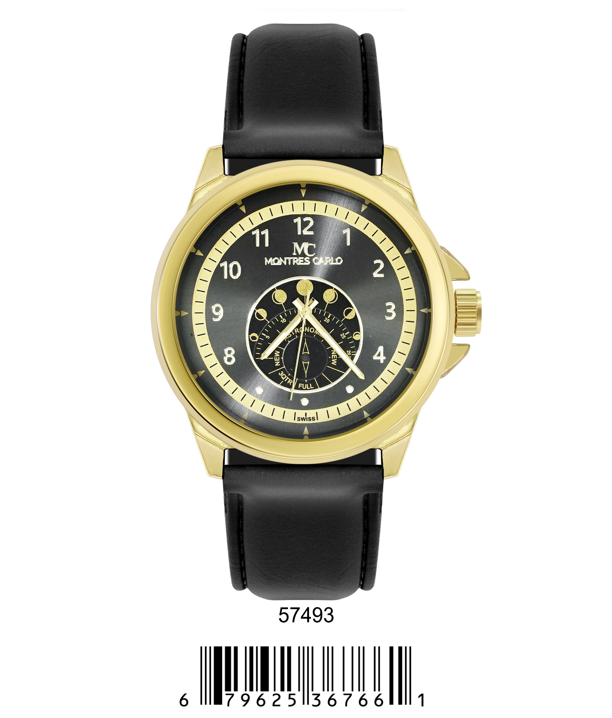 5749-Montres Carlo Faux Leather Band Watch