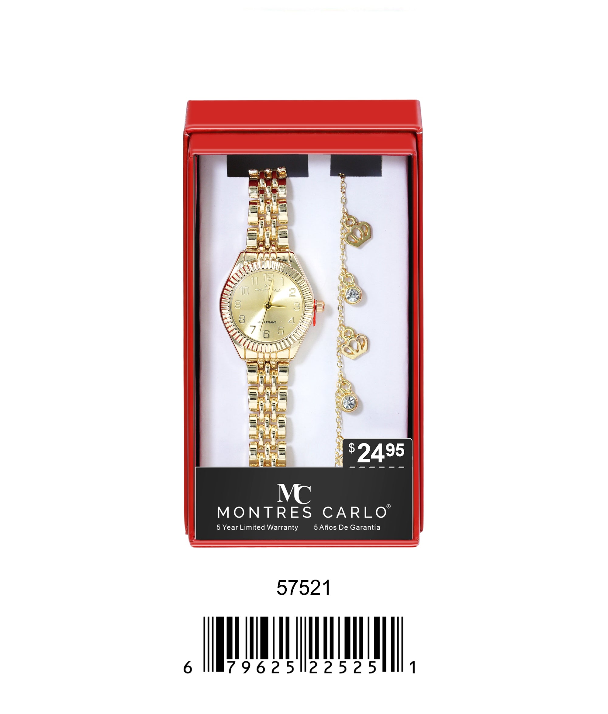 5752-JB - Montres Carlo Jewlery Gift Box with Metal Watch