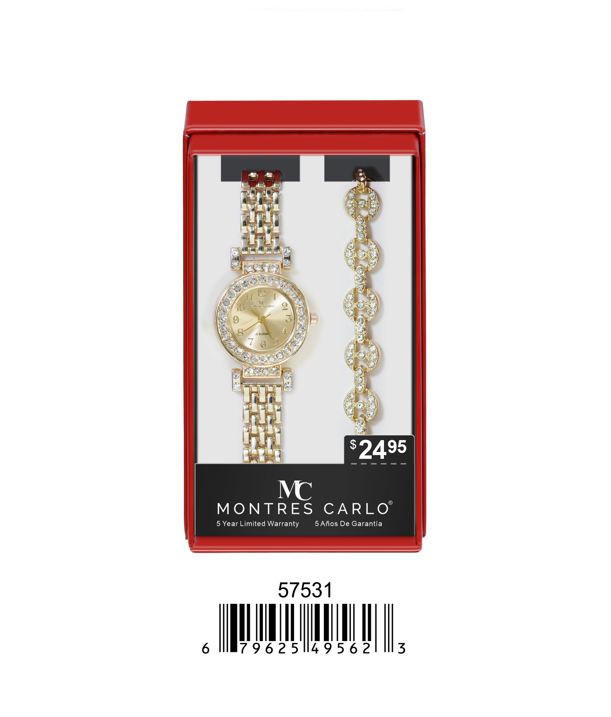 5753-JB - Montres Carlo Jewlery Gift Box with Metal Watch