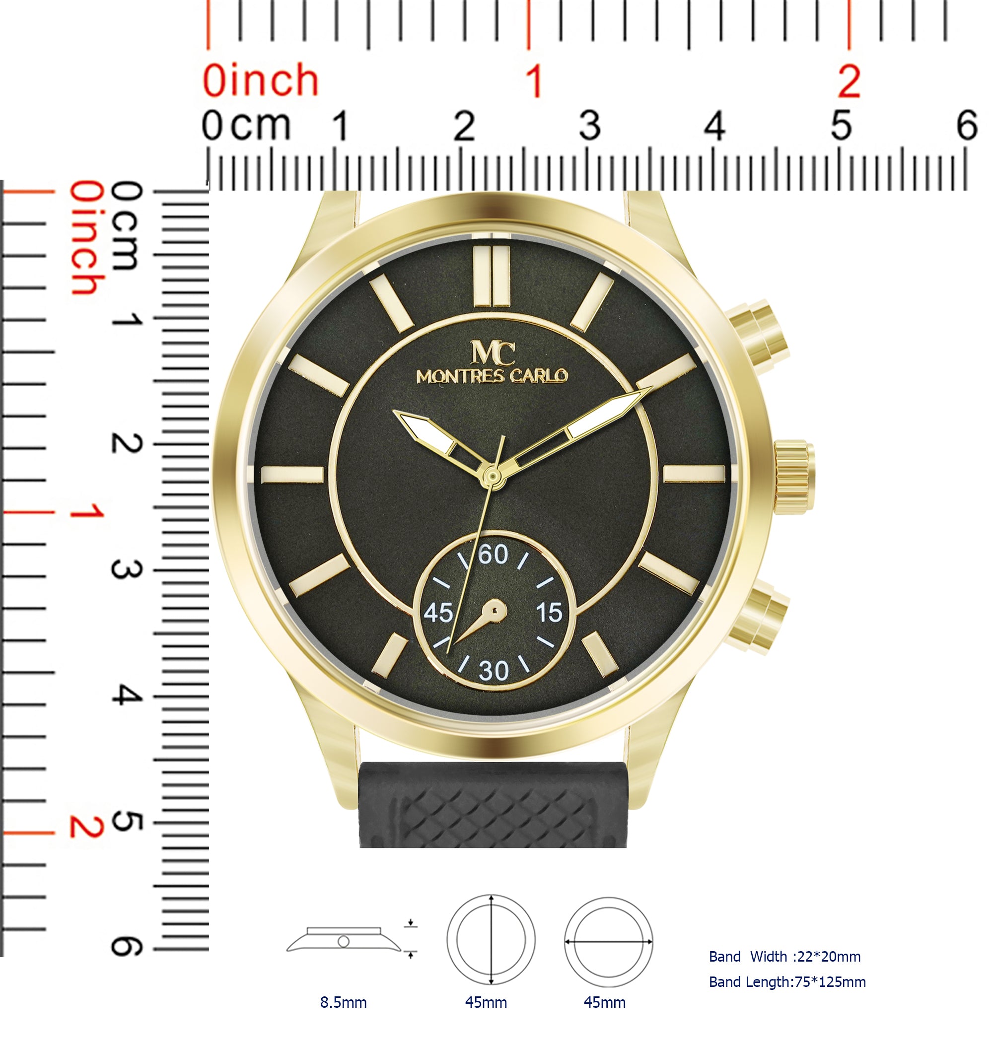 5766-Montres Carlo Sports Watch With PU Band