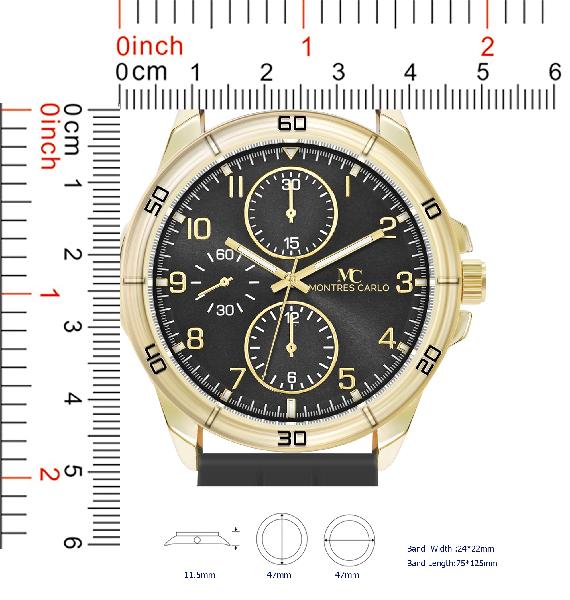 5768-Montres Carlo Sports Watch With PU Band