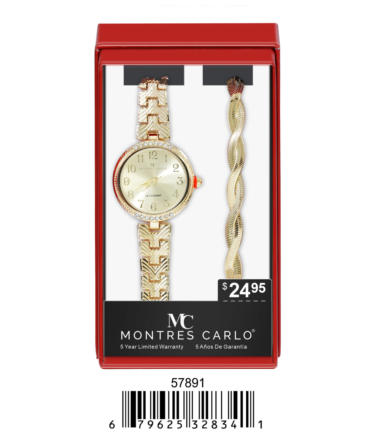 5798-JB - Montres Carlo Jewelry Gift Box with Metal Watch