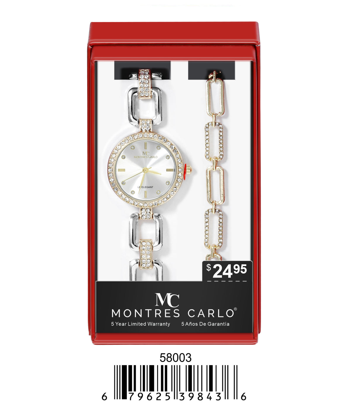 5800-JB - Montres Carlo Jewelry Gift Box with Metal Watch
