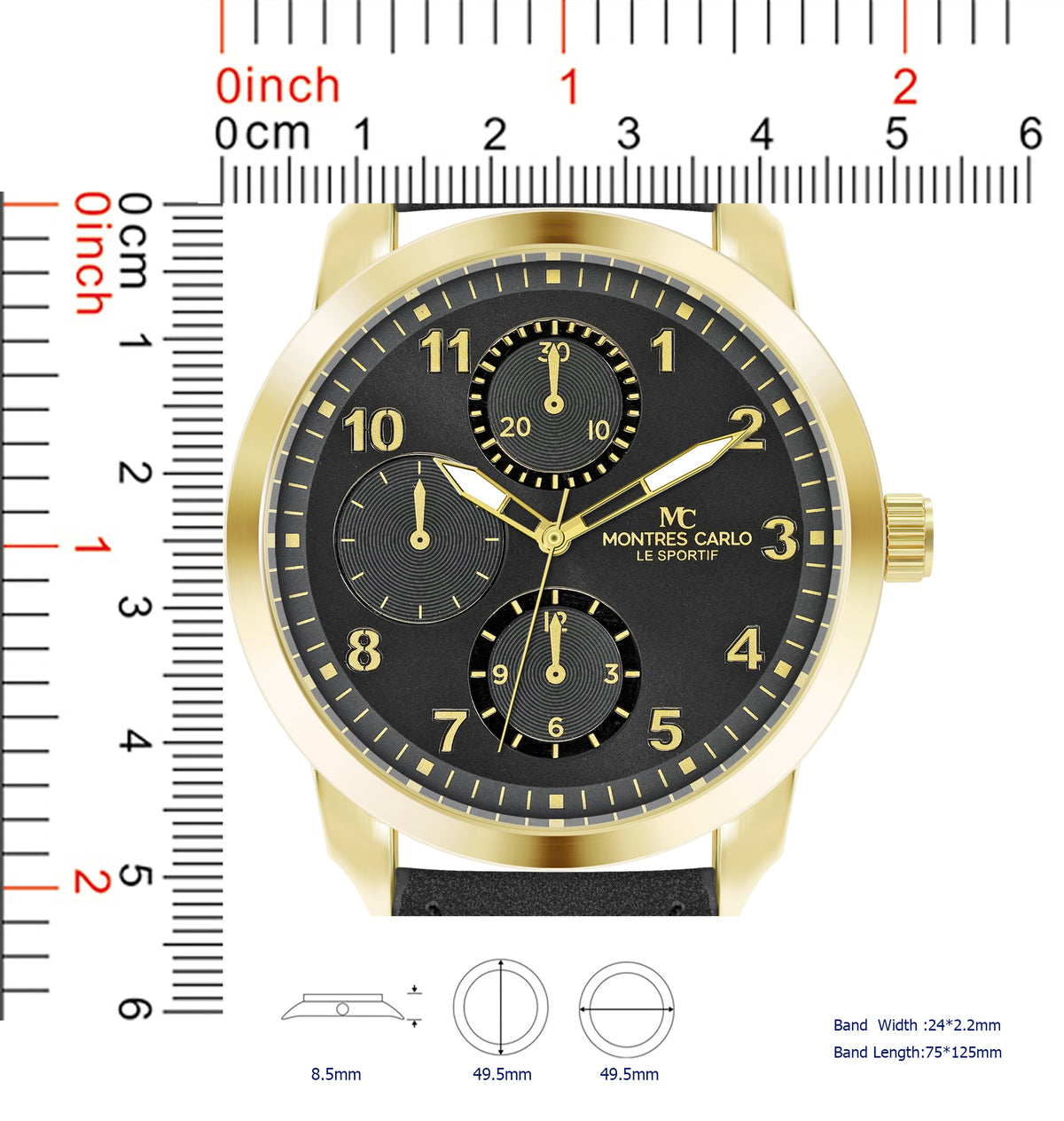 5810-Montres Carlo Faux Leather Band Watch