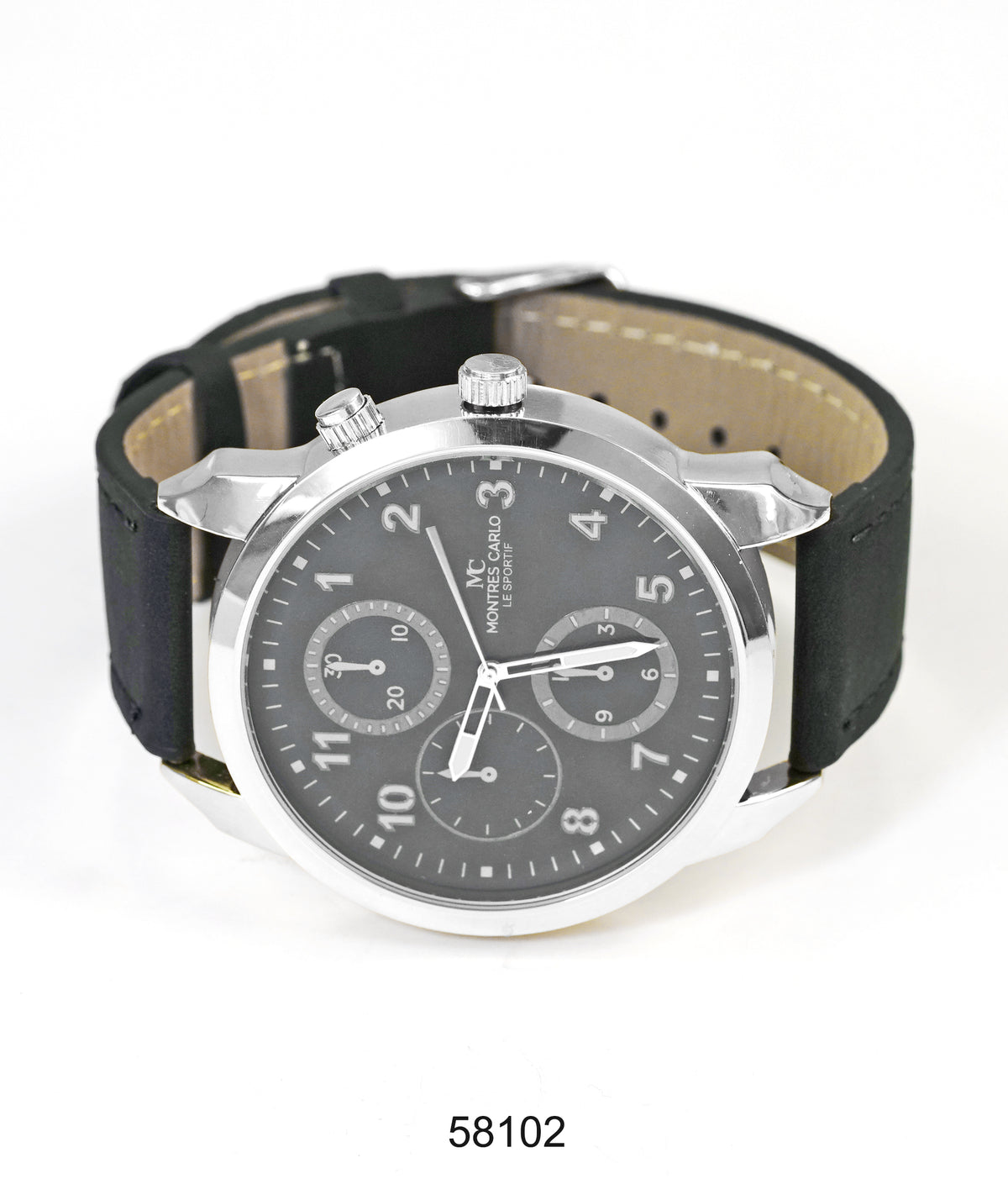 5810-Montres Carlo Faux Leather Band Watch