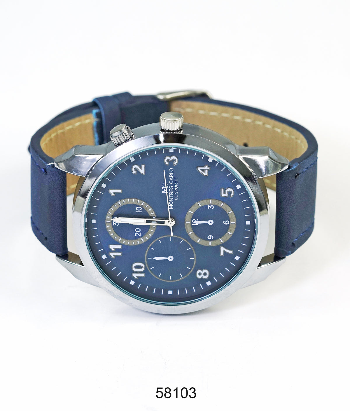 5810-Montres Carlo Faux Leather Band Watch