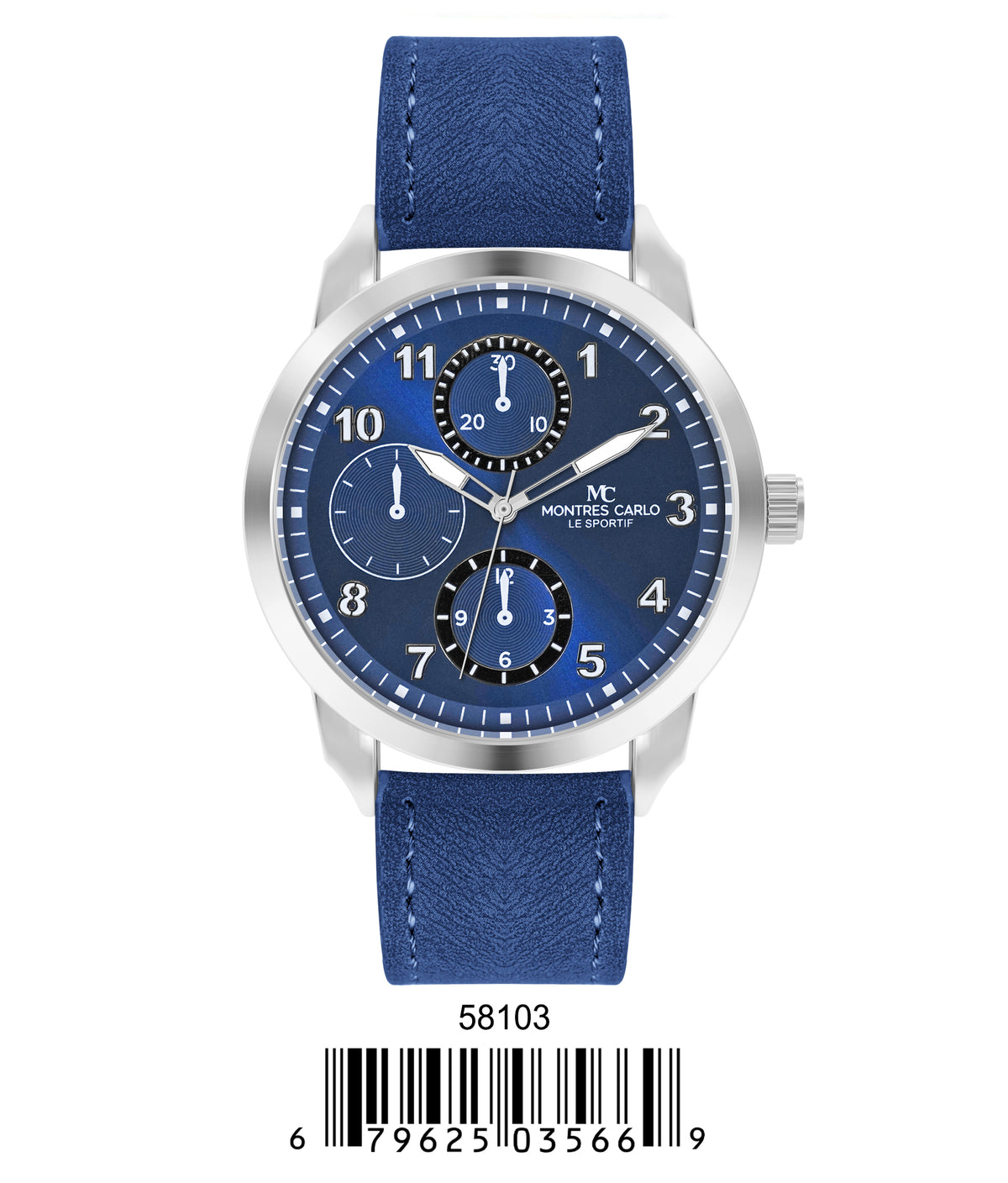5810-Montres Carlo Faux Leather Band Watch