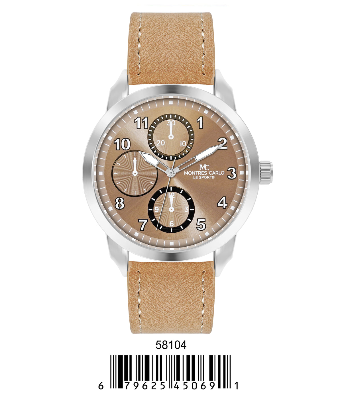 5810-Montres Carlo Faux Leather Band Watch