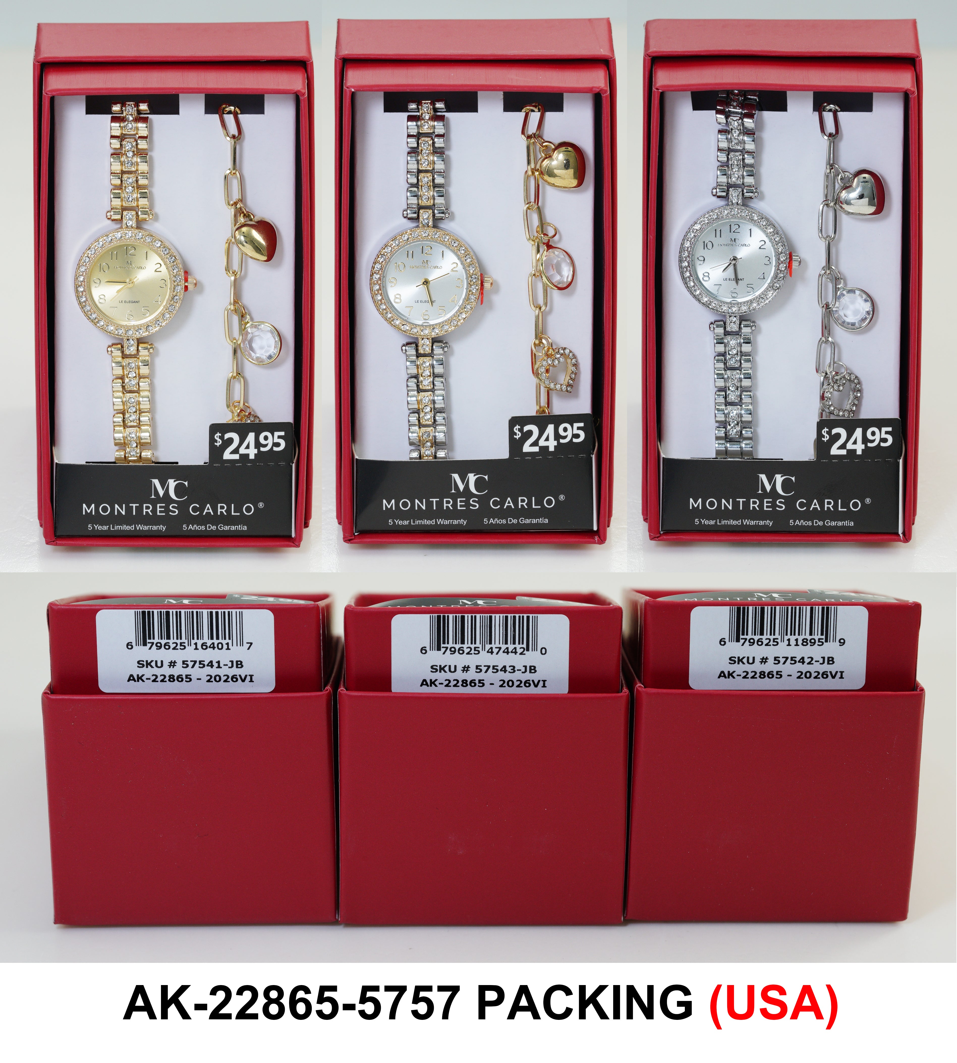 5754-JB - Montres Carlo Jewlery Gift Box with Metal Watch