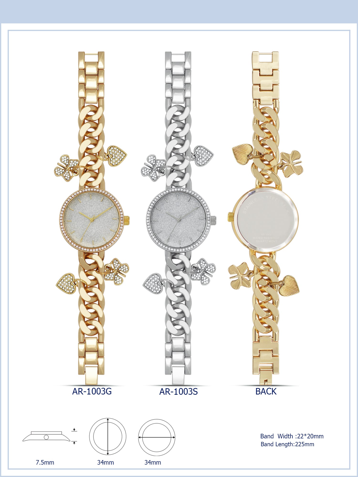 1003  - Bracelet Charm Watch