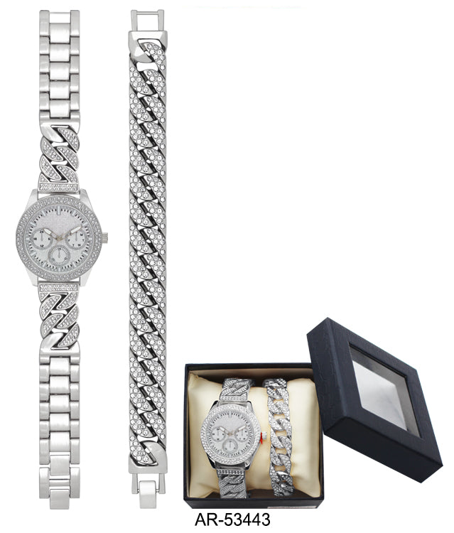 AR-5344 - Boxed Ice Metal Bracelet Watch with Chain