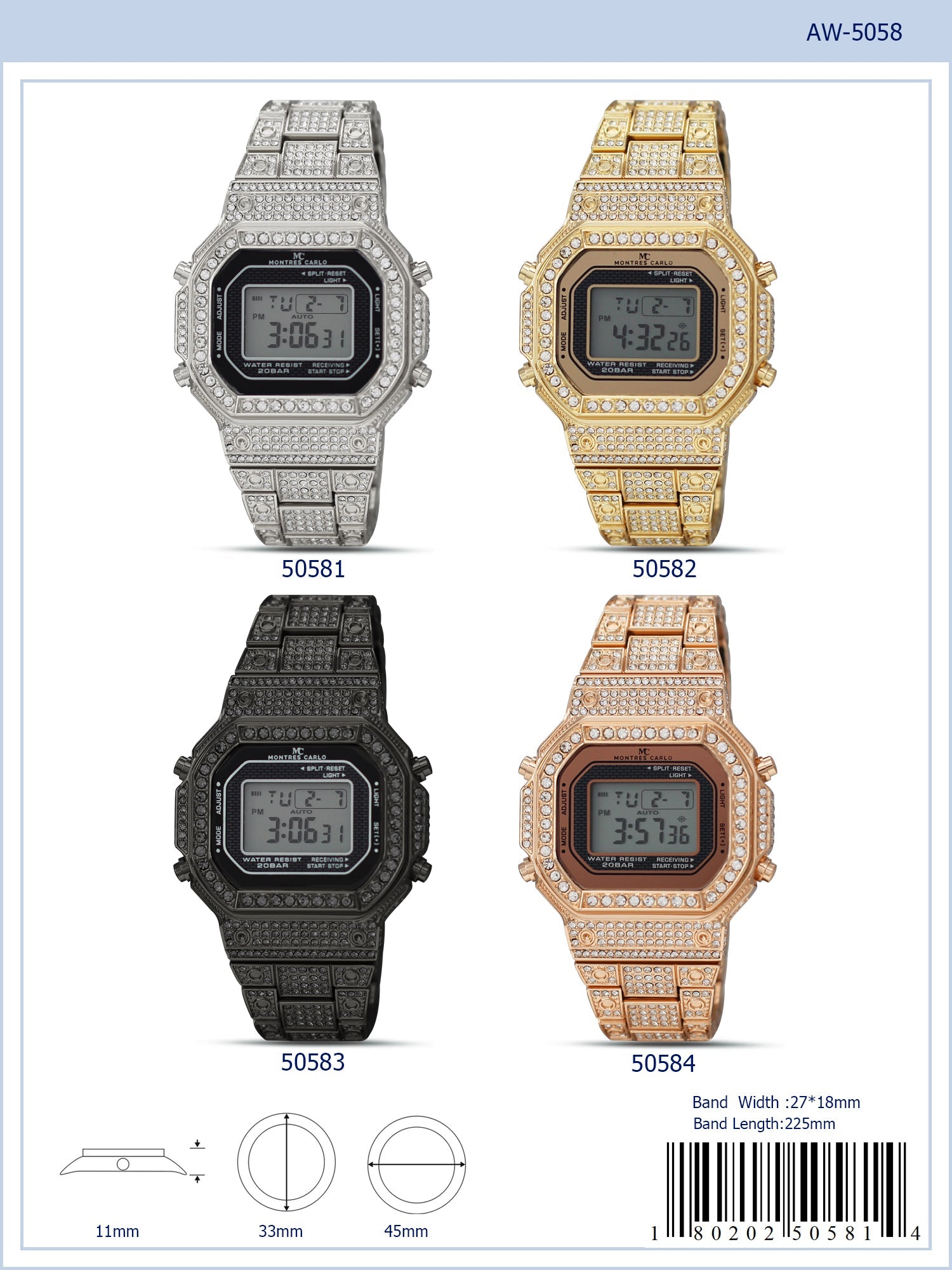 5058 - Iced Digital Watch