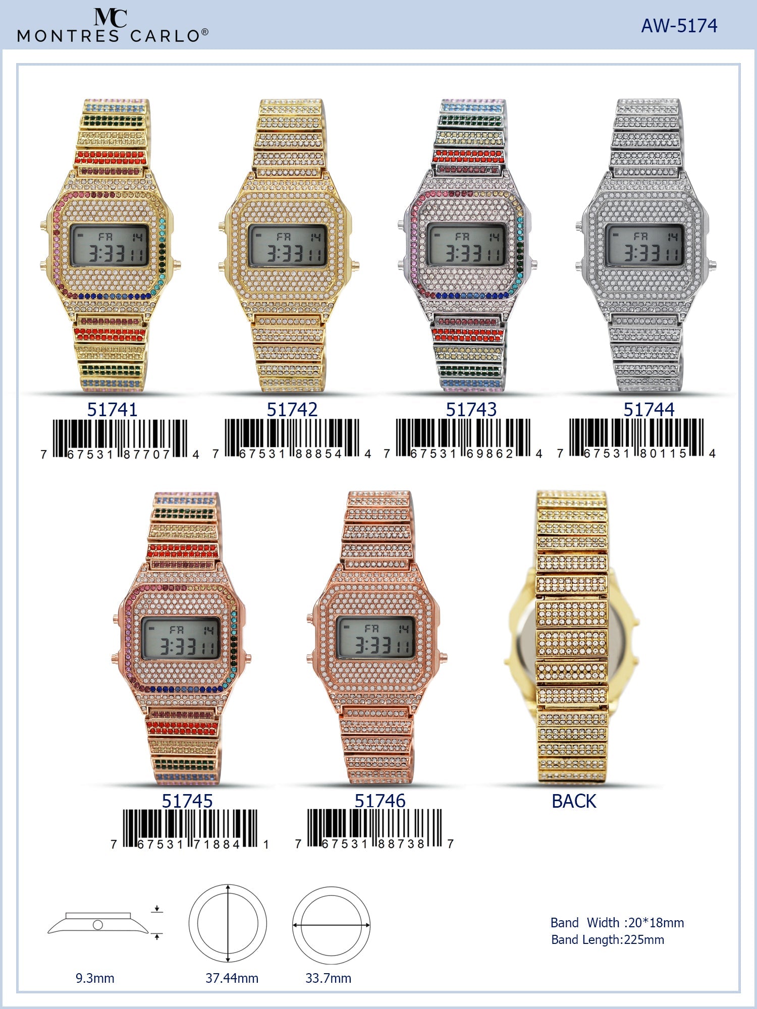 5174 - Iced Retro LCD Watch - Special