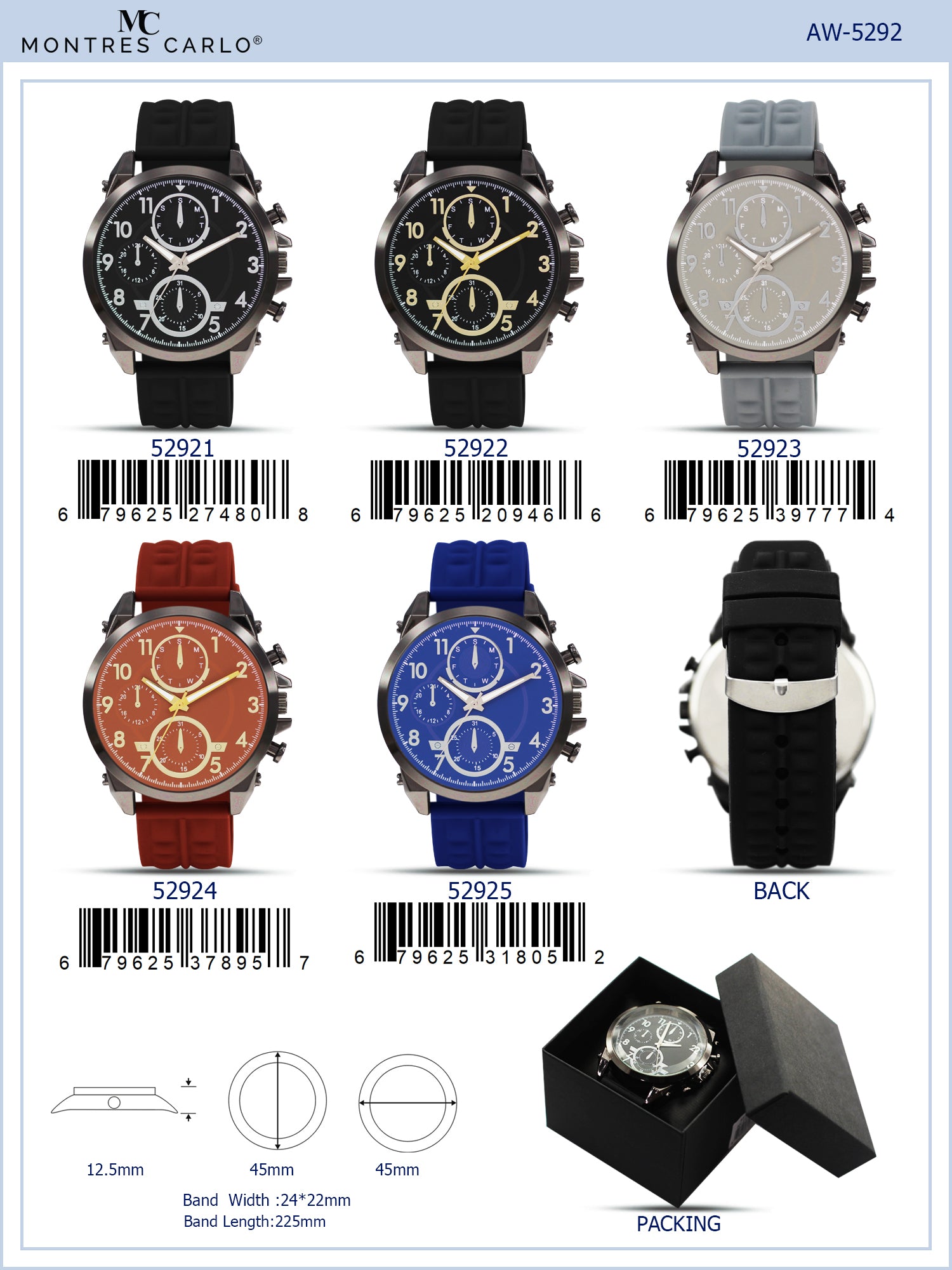 5292 - Prepacked Silicon Band Watch