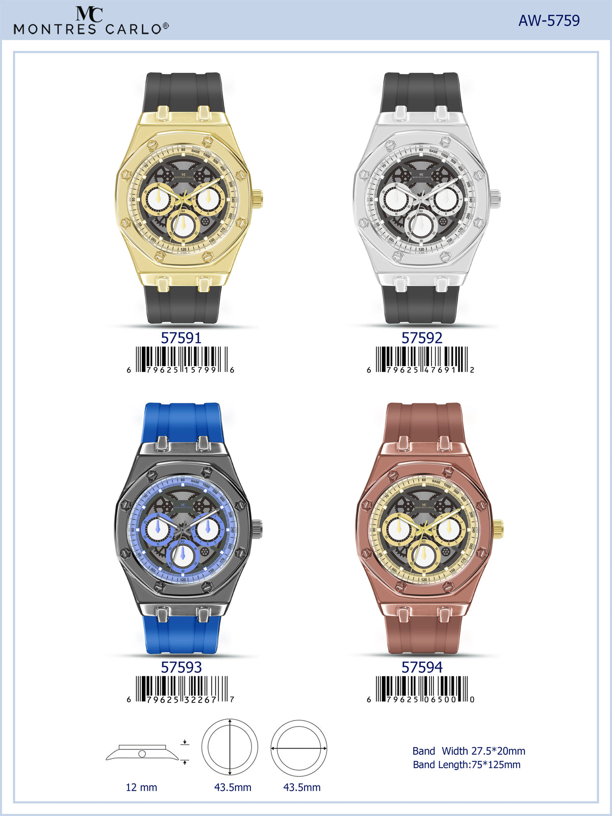 5759-Montres Carlo Silicon Band Watch