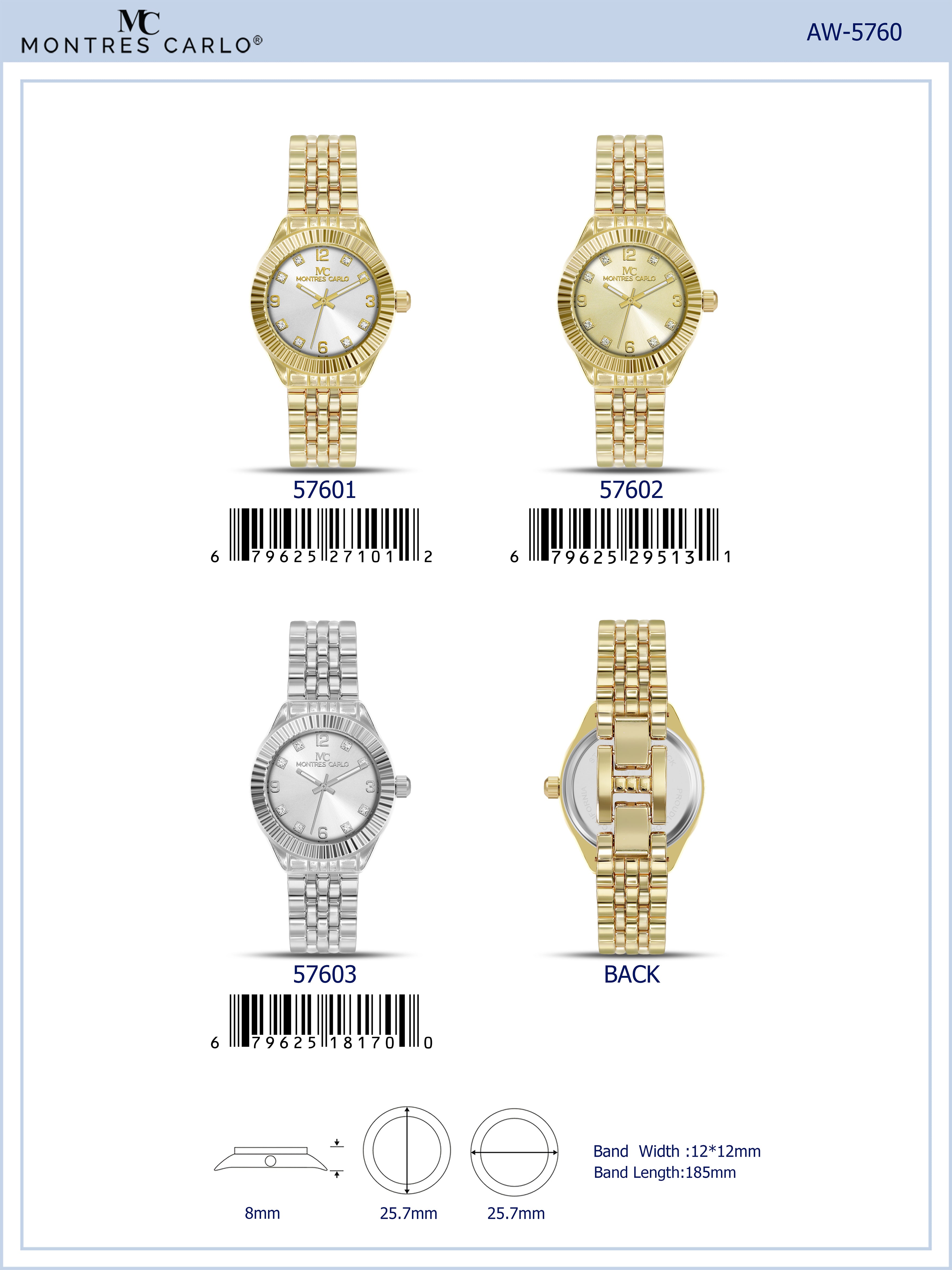 5760-Montres Carlo Metal Band Watch