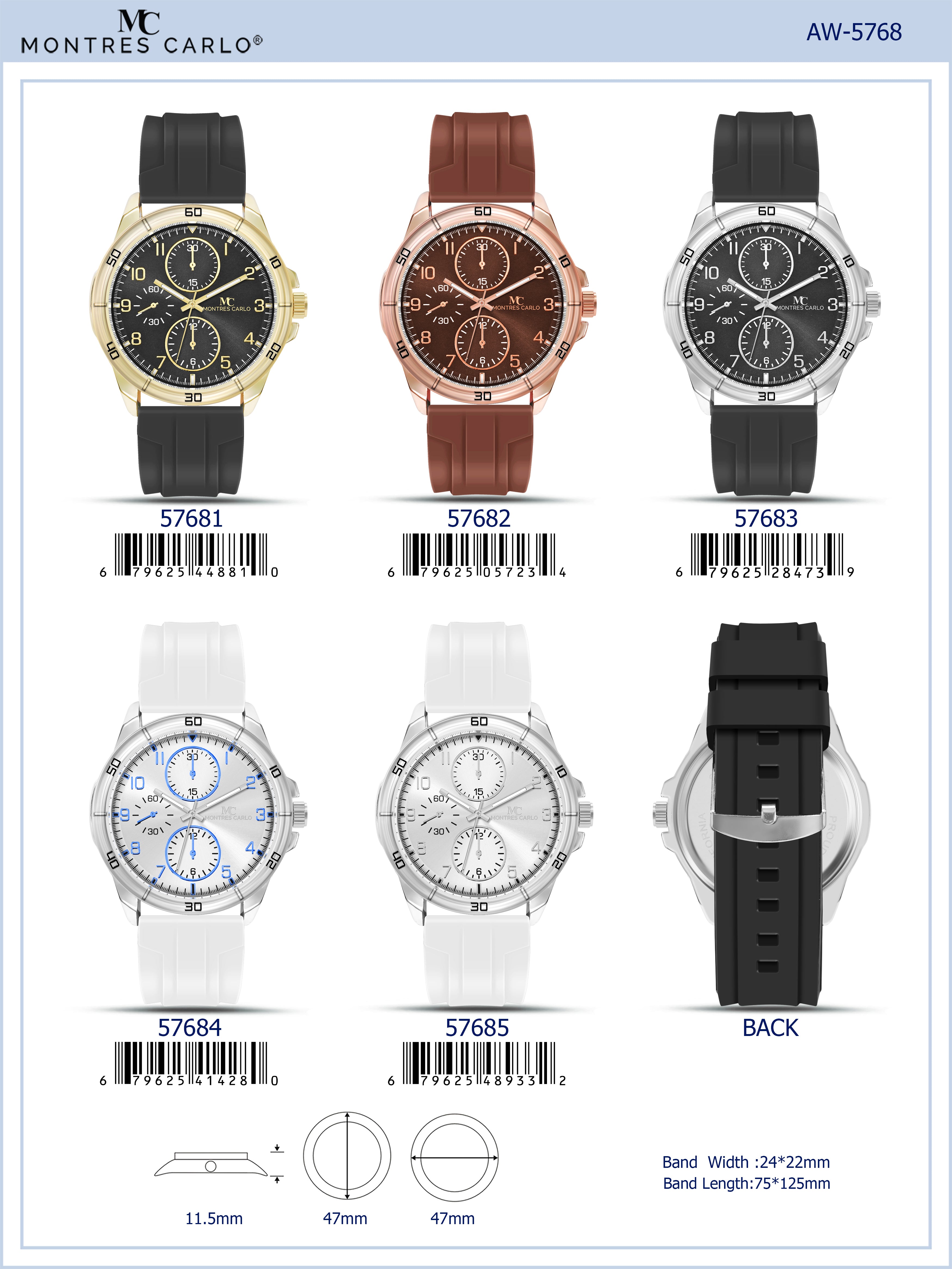5768-Montres Carlo Sports Watch With PU Band