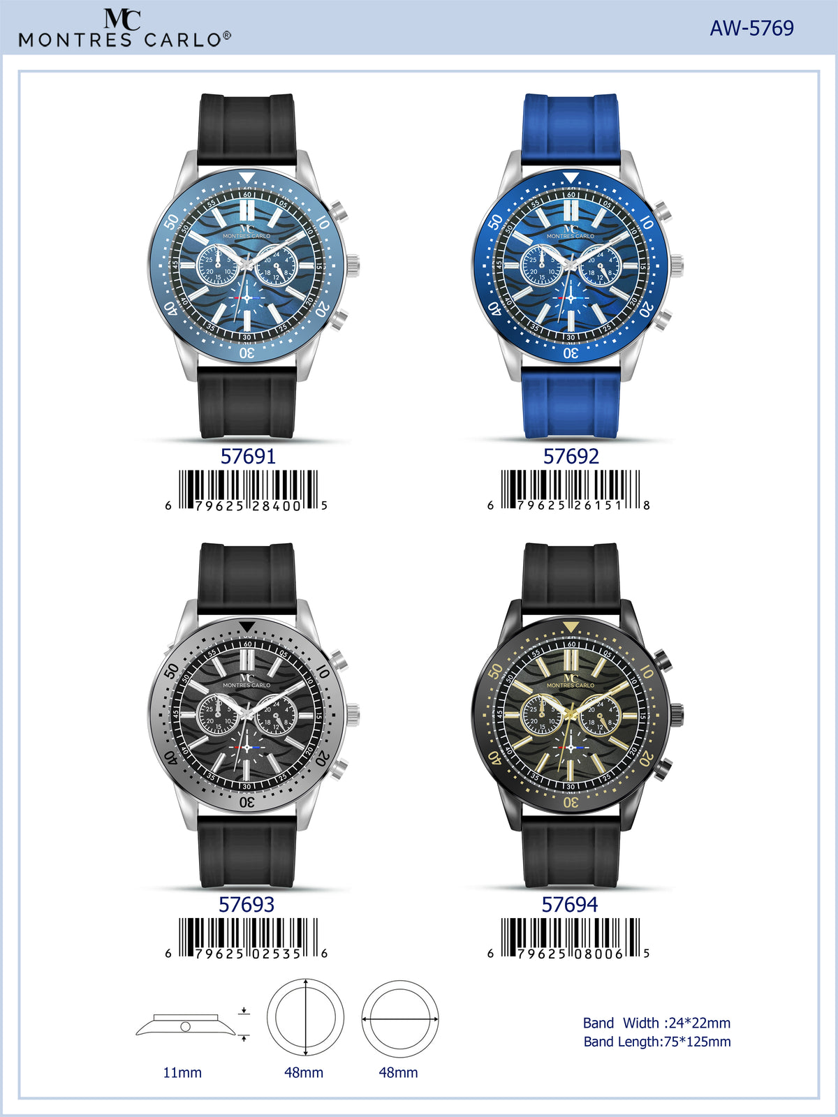 5769-Montres Carlo Sports Watch With PU Band