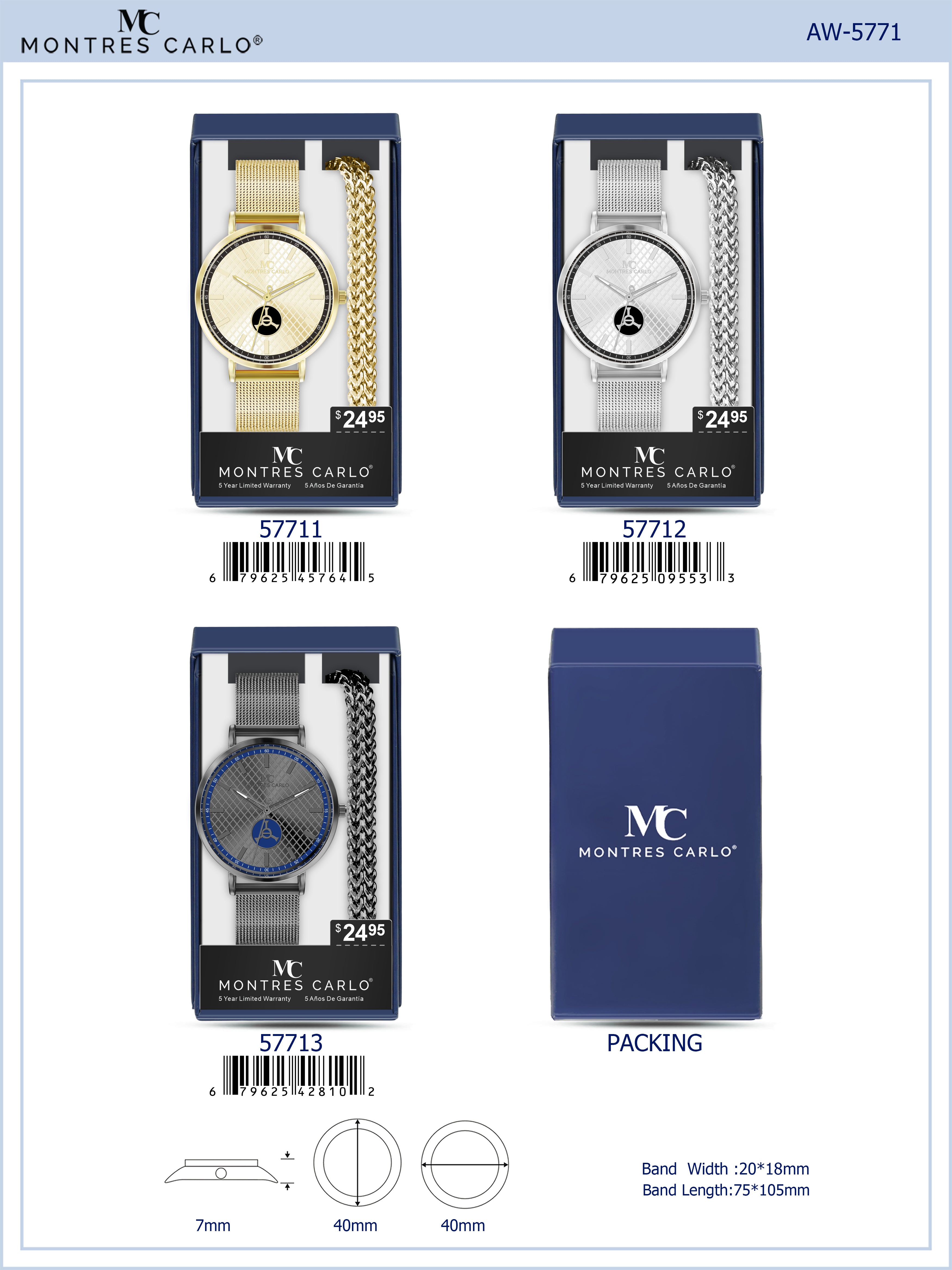 5771-JB Metal Band Watch Gift Box Edition