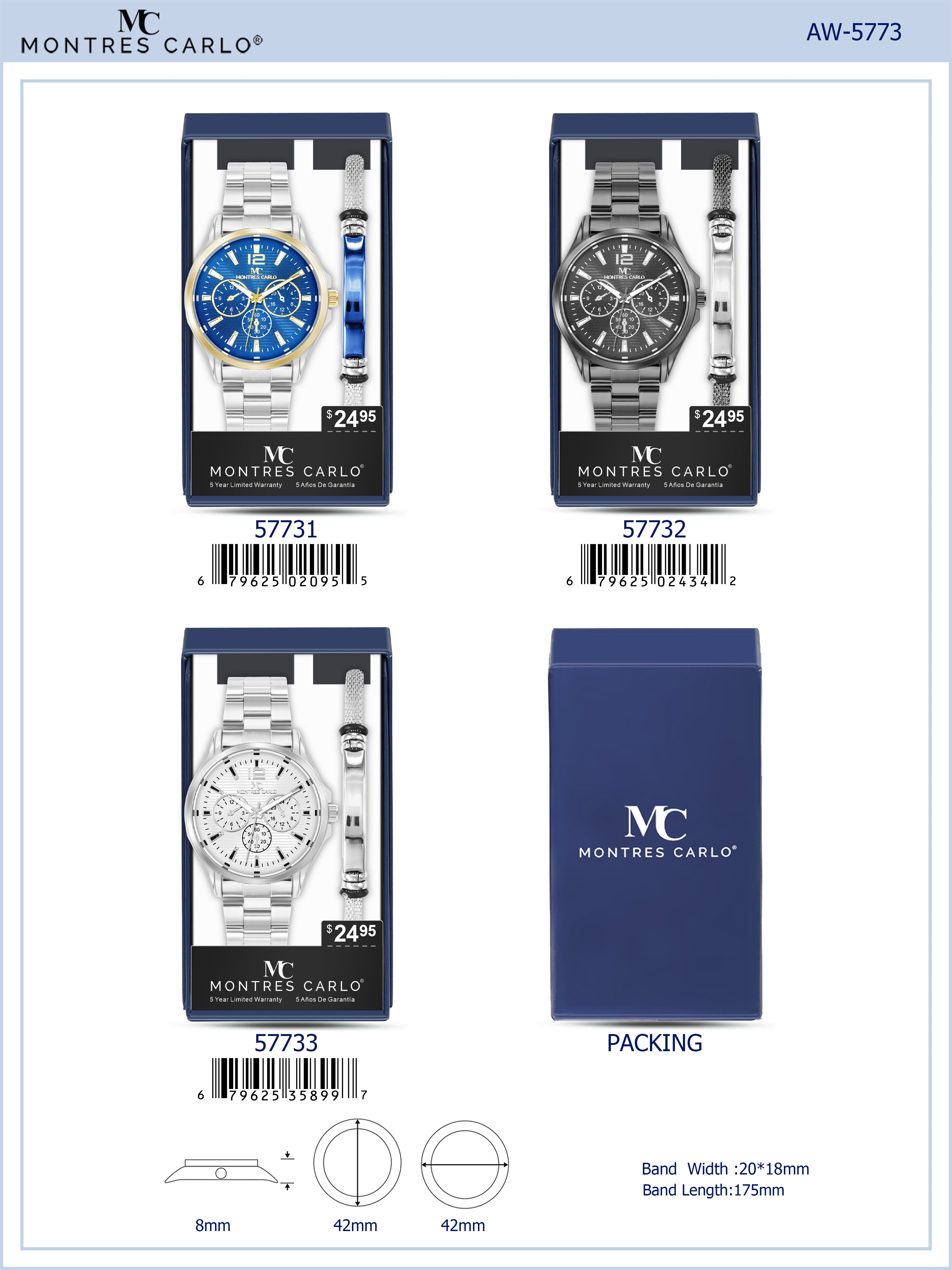 5773-JB Metal Band Watch Gift Box Edition