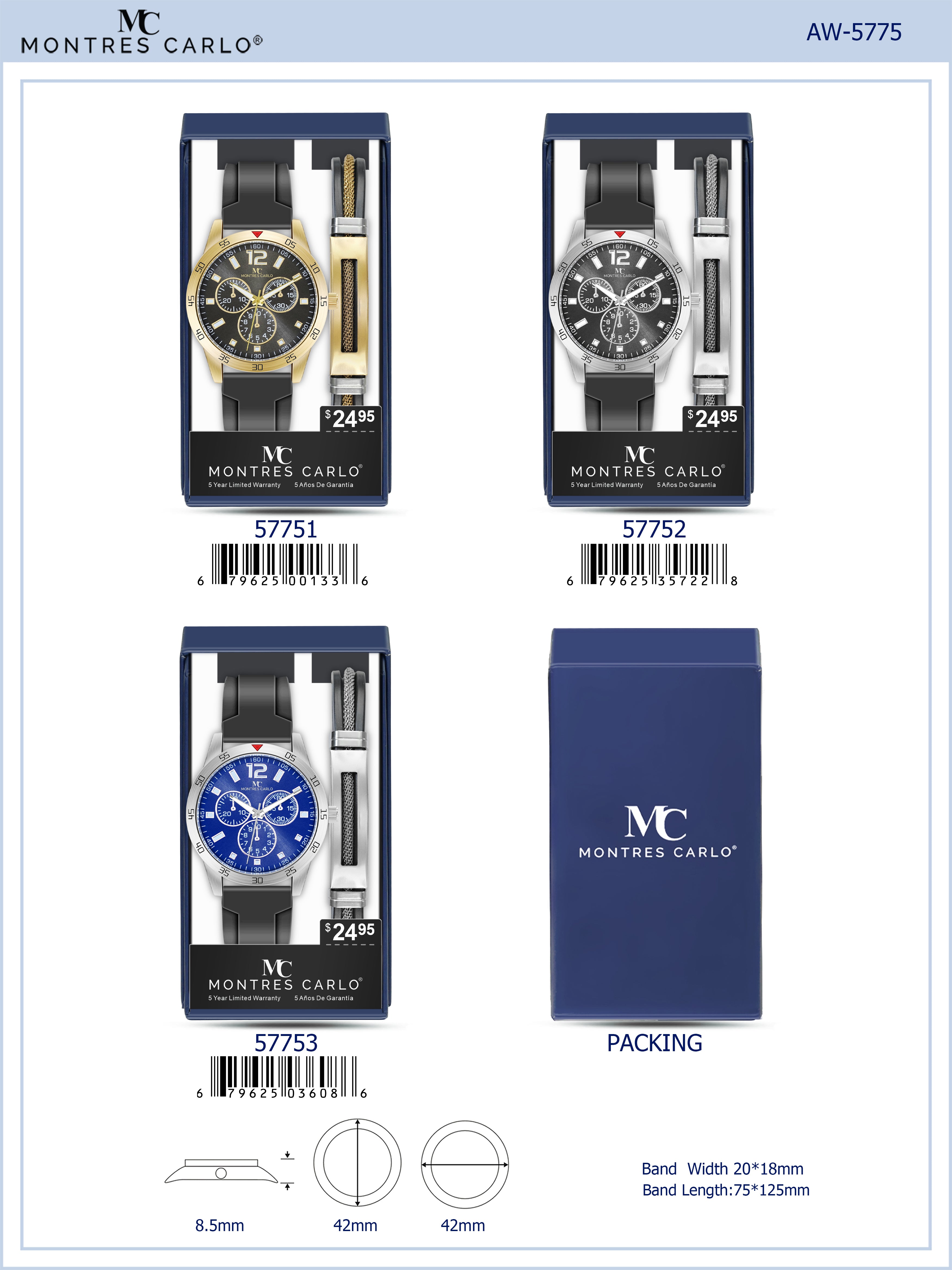 5775-JB-Montres Carlo Silicone Band Watch