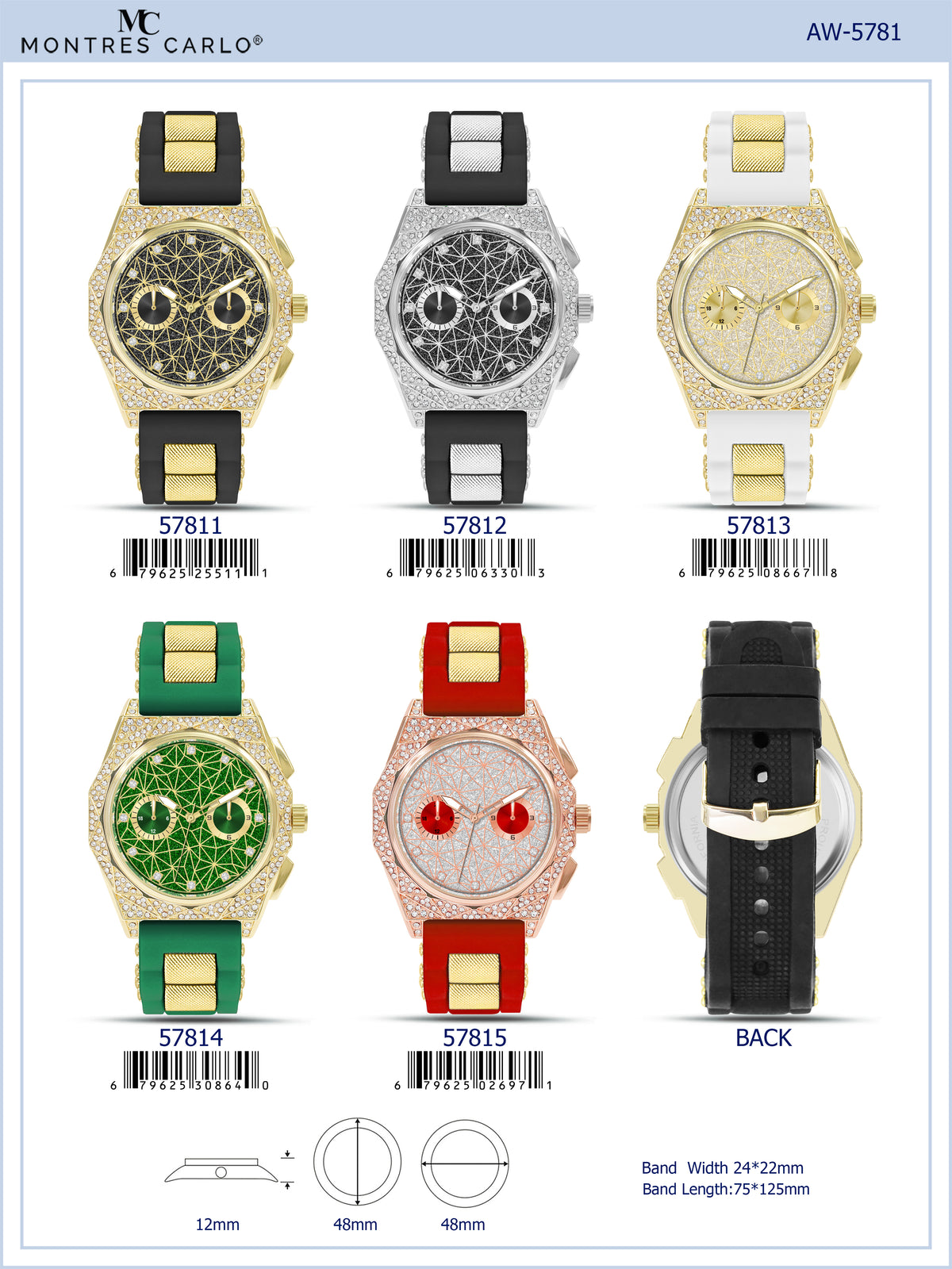 5781-Montres Carlo Silicon Band Watch