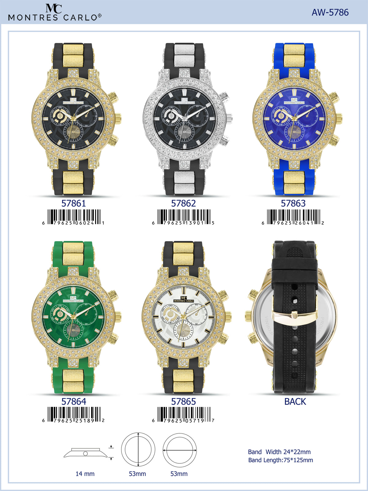 5786-Montres Carlo Silicon Band Watch