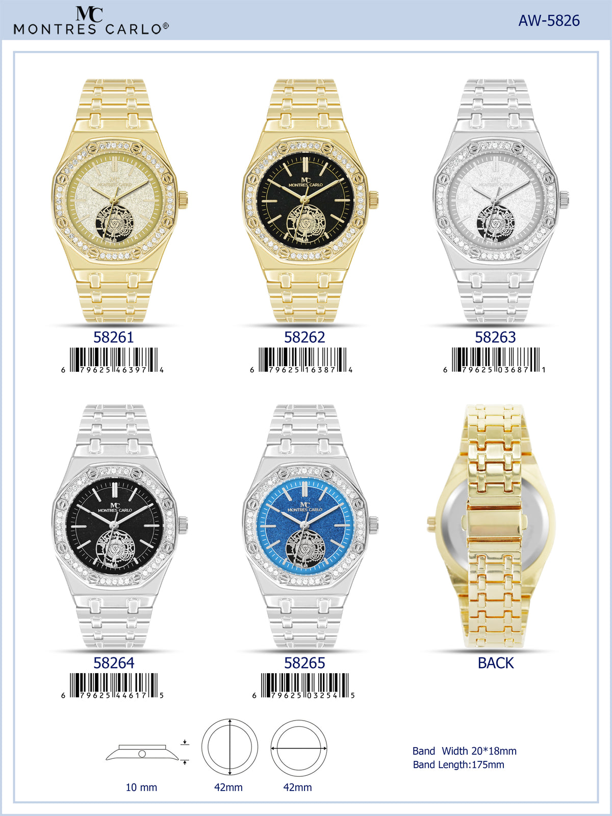 5826-Montres Carlo Metal Band Watch