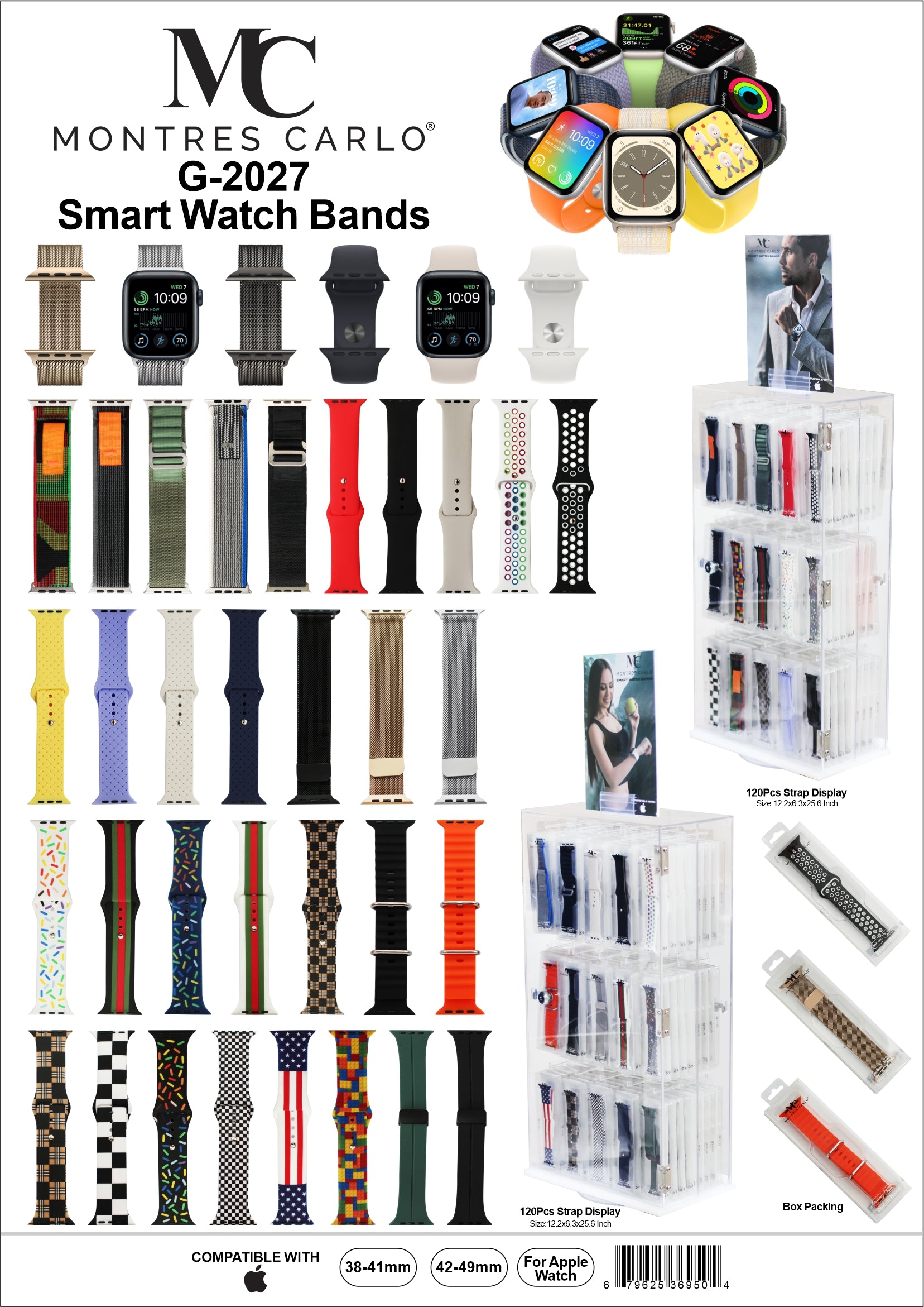 G-2027 - 120 PC Smart Watch Band Display for Apple