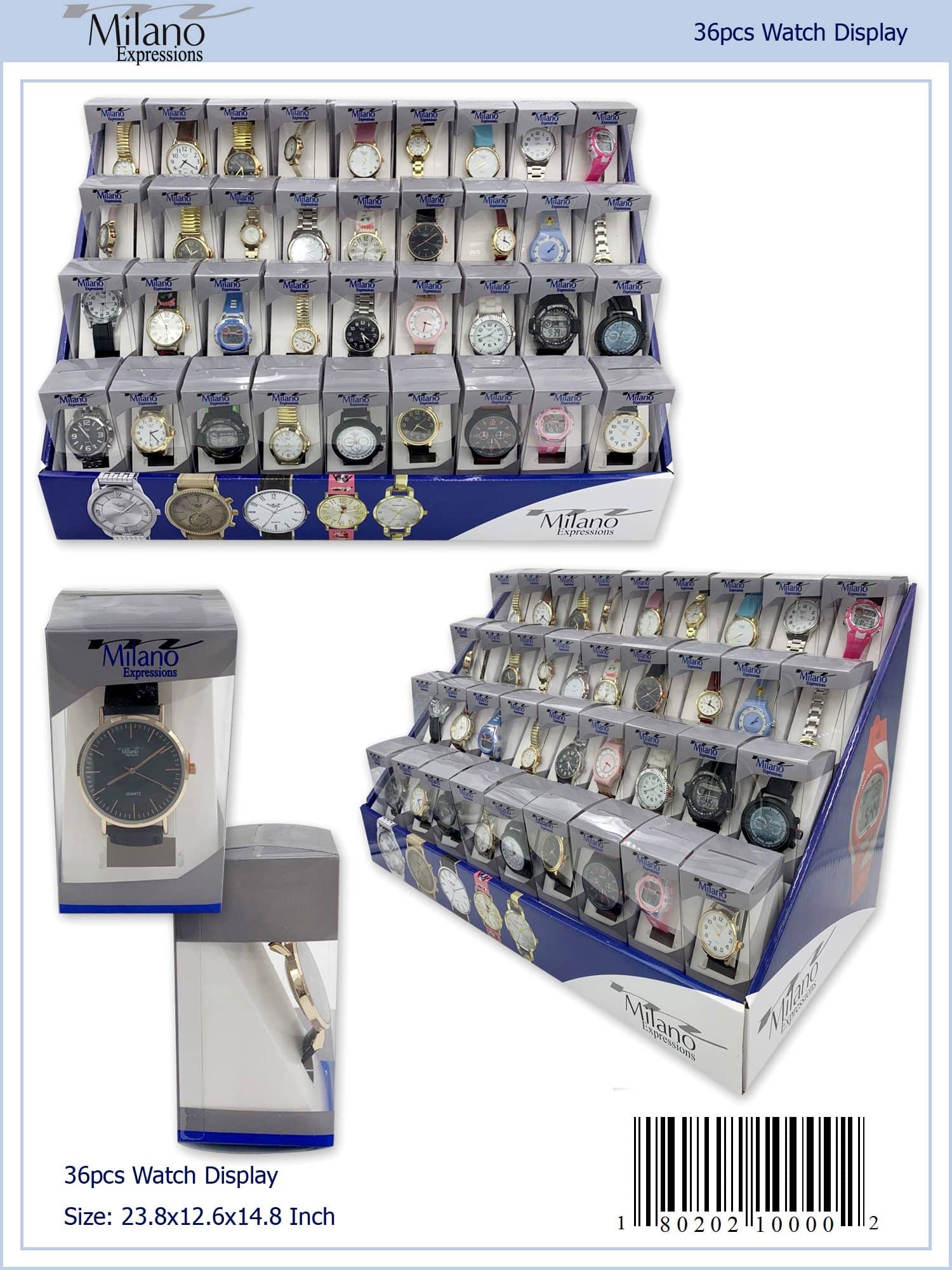 Expositor surtido de 36 piezas con relojes para hombre y mujer (10000-36)