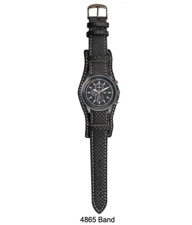 4865 - Vegan Leather Biker Band Watch