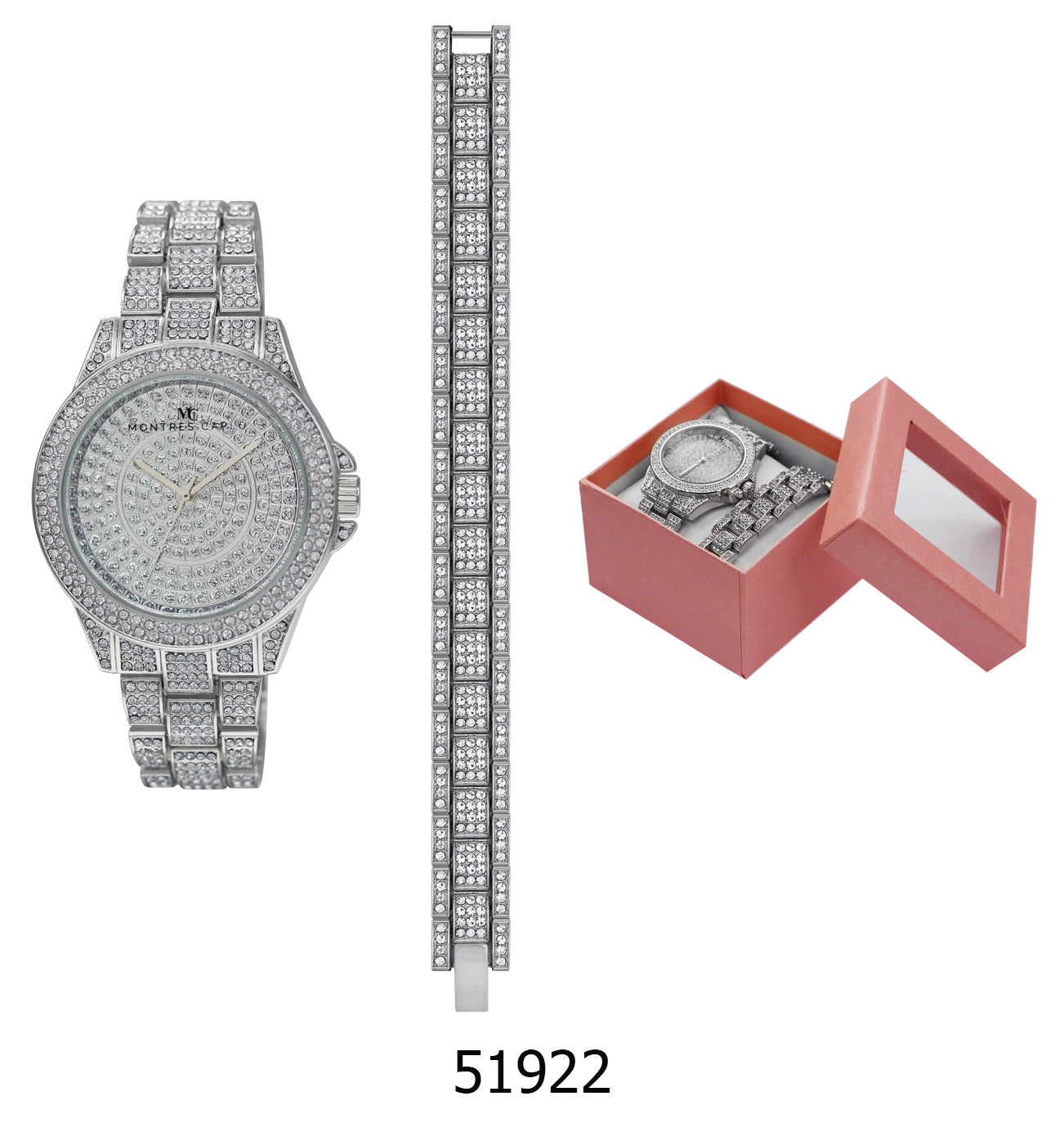5192 - Boxed Ice Metal Band Watch with Chain