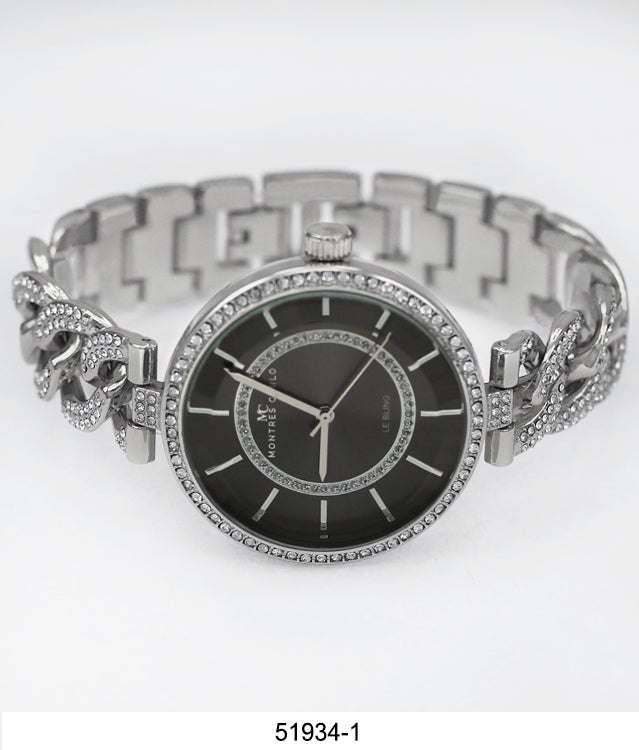 5193 - Reloj de pulsera de metal de hielo en caja con cadena