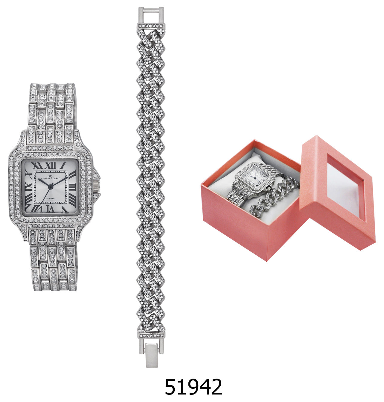 5194 - Boxed Ice Metal Band Watch with Chain