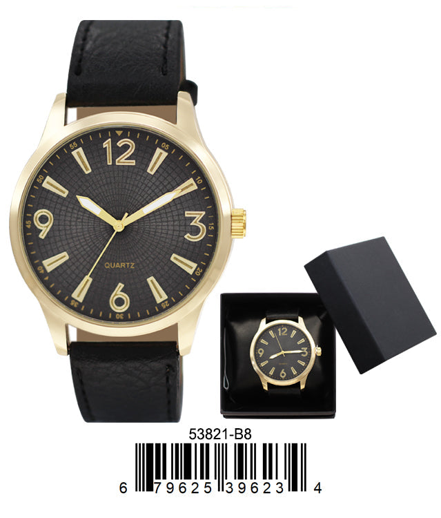 5382-B8-Gift Boxed Faux Leather Strap Watch