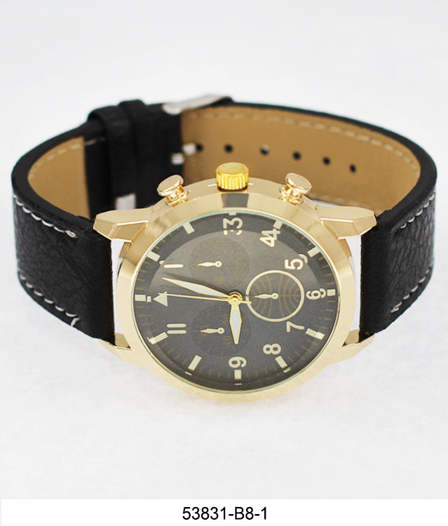 5383-B8-Gift Boxed Faux Leather Strap Watch