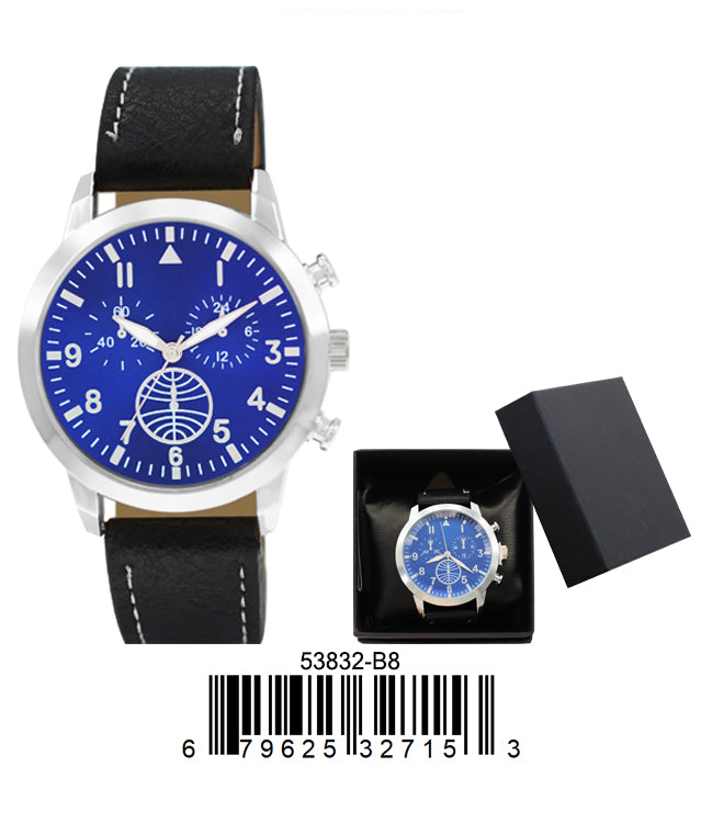 5383-B8-Gift Boxed Faux Leather Strap Watch