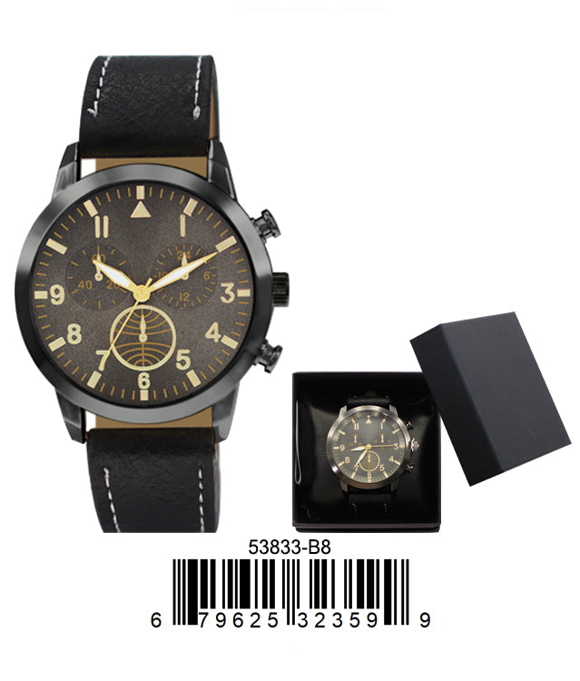 5383-B8-Gift Boxed Faux Leather Strap Watch
