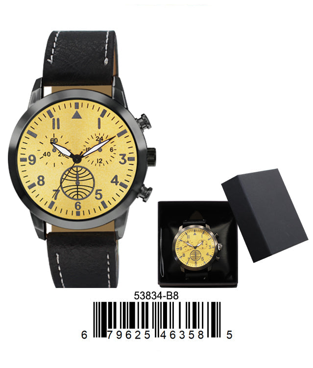 5383-B8-Gift Boxed Faux Leather Strap Watch