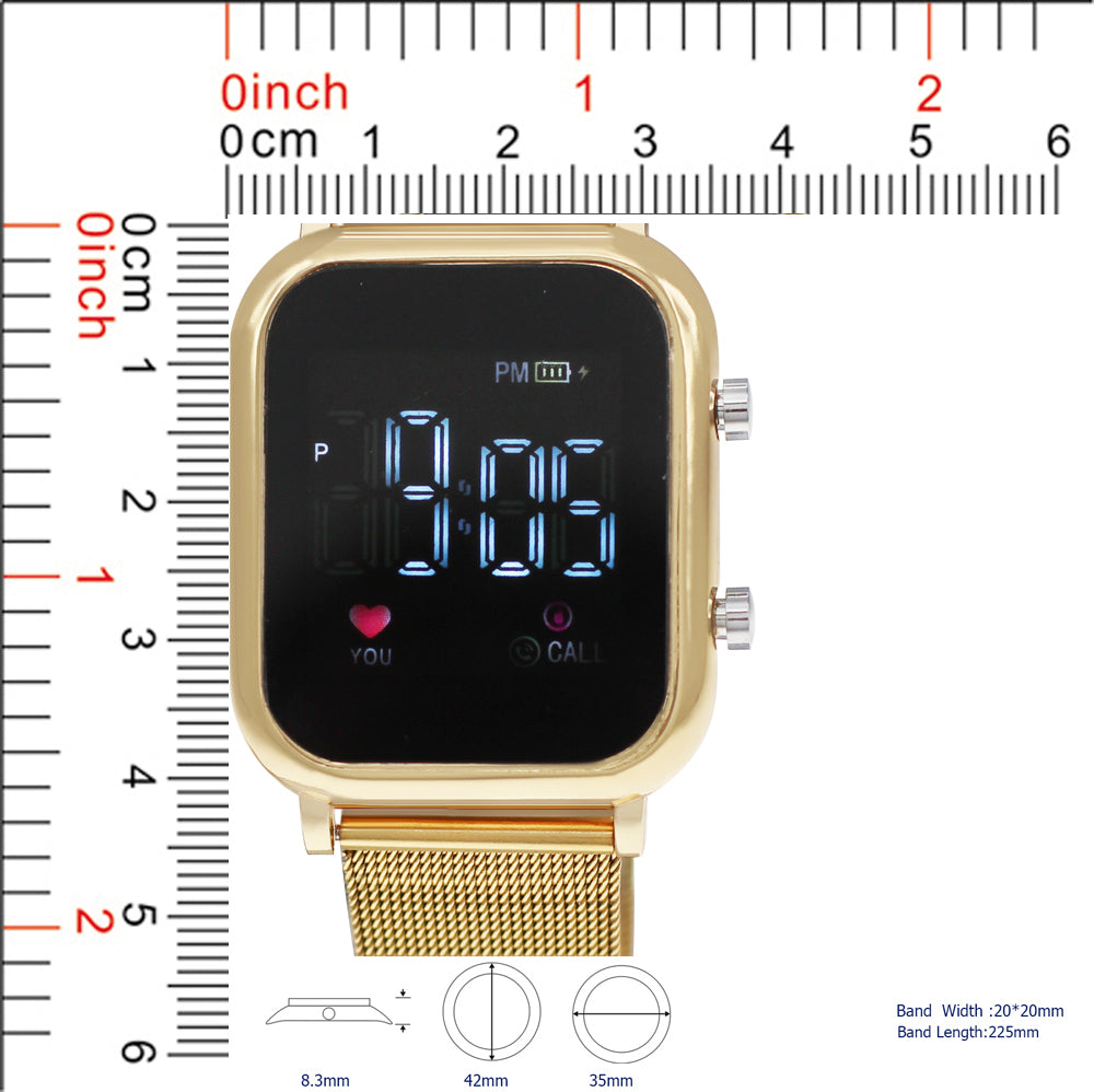 5391-B8-Boxed Montres Carlo LED Mesh Band Watch