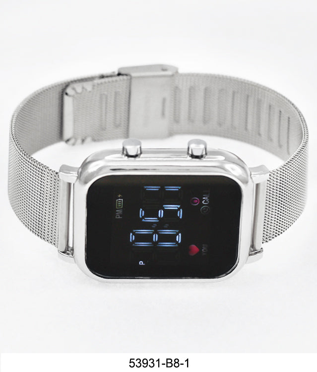 5391-B8-Boxed Montres Carlo LED Mesh Band Watch