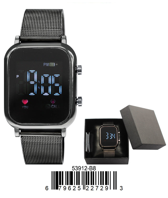 5391-B8-Boxed Montres Carlo LED Mesh Band Watch