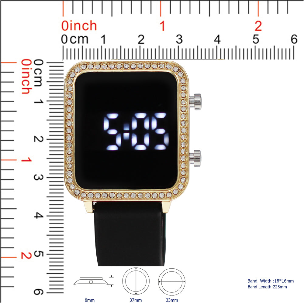 5392-B8-Boxed Montres Carlo LED Silicon Band Watch