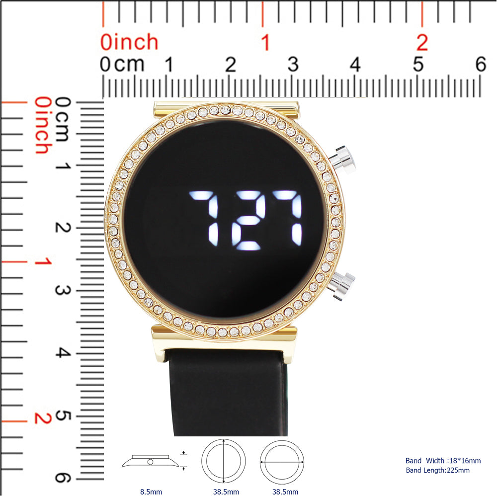 5393-B8-Boxed Montres Carlo LED Silicon Band Watch