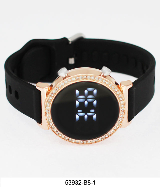 5393-B8-Boxed Montres Carlo LED Silicon Band Watch