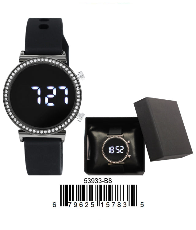 5393-B8-Boxed Montres Carlo LED Silicon Band Watch