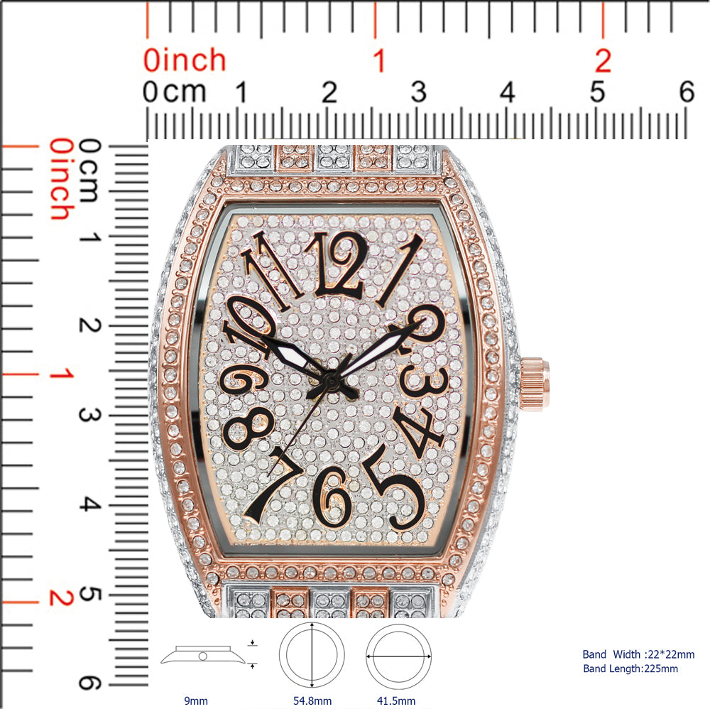 5400-Montres Carlo Iced Metal Band Watch