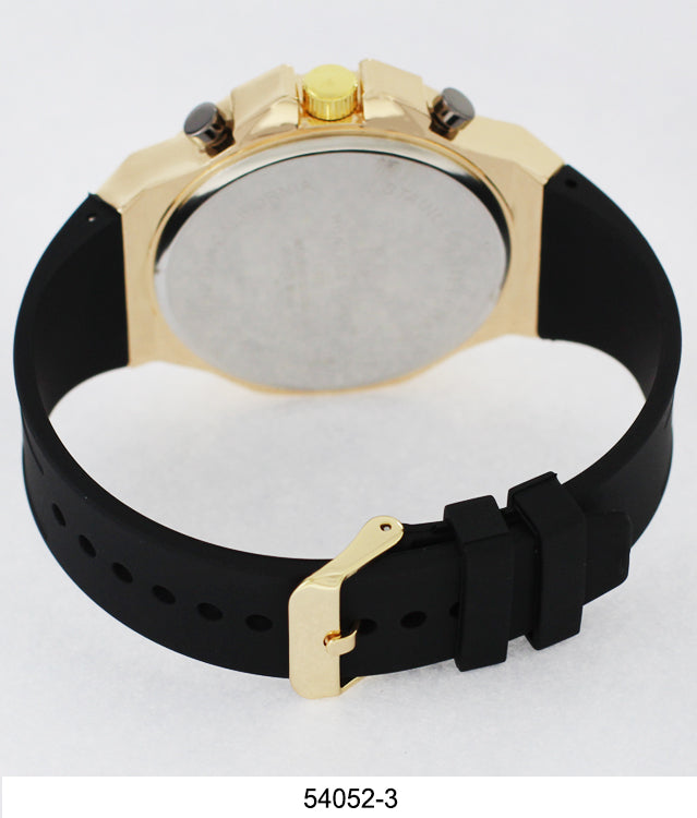 5405-Montres Carlo CZ Stone Case Watch With Silicone Band